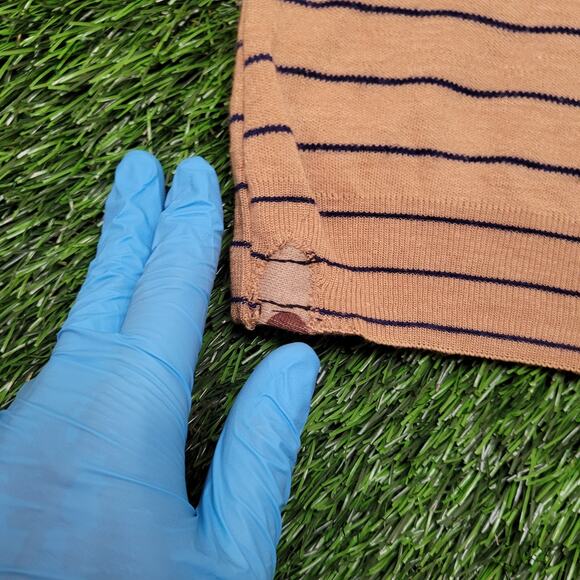 Vintage 70s JCPenney Striped Knit Polo Shirt Womens Medium Banded Hem Blouson - Picture 3 of 9